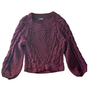 Express Women's Burgundy Cable Knit Sweater. Like new